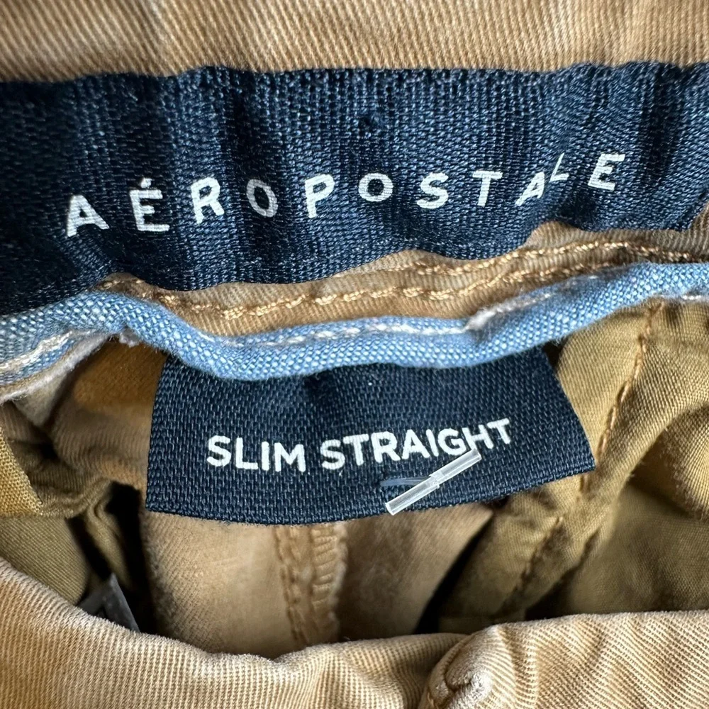 EUC Aeropostale Teen/Men's Tan Khaki Chino Slim Straight Pants - Size 28